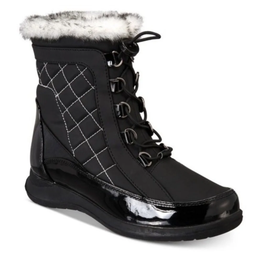 SPORTO Black Jenny Water-resistant Faux Fur Trim Boots/Booties Size Women's 5.5